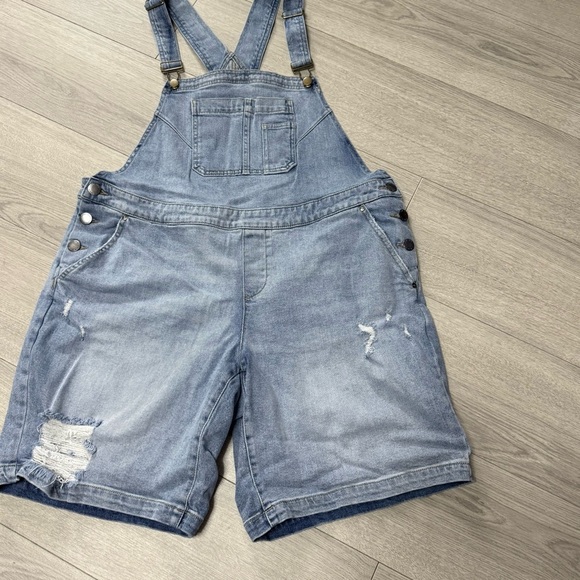 Lane Bryant Shorts Wide Leg Blue Jean Overalls - Picture 4 of 12